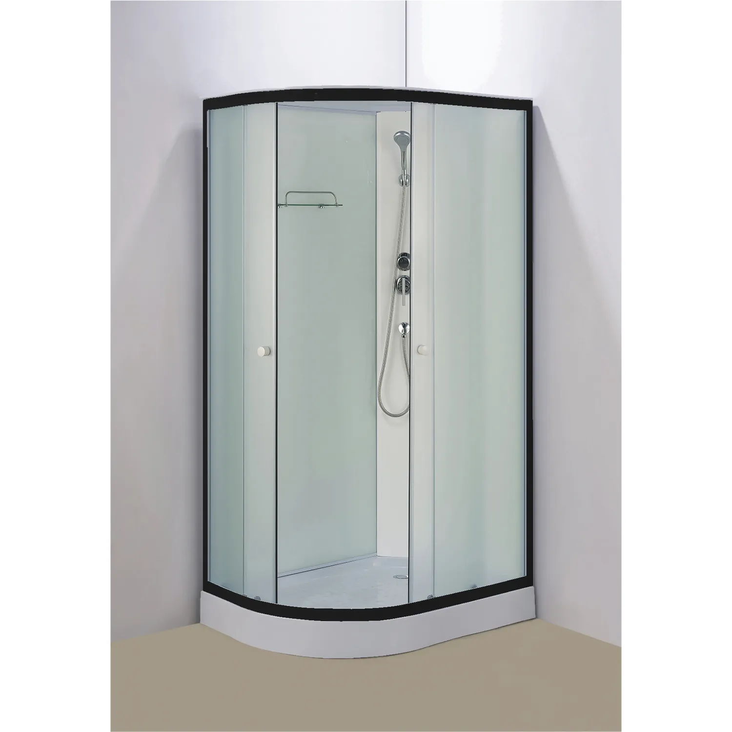 Душевая кабина Loranto 1180х780х2080 правосторонняя, белое заднее стекло, поддон 14 см, матовое стекло 4 мм, профиль черный () CS-877EBTM/W-120
