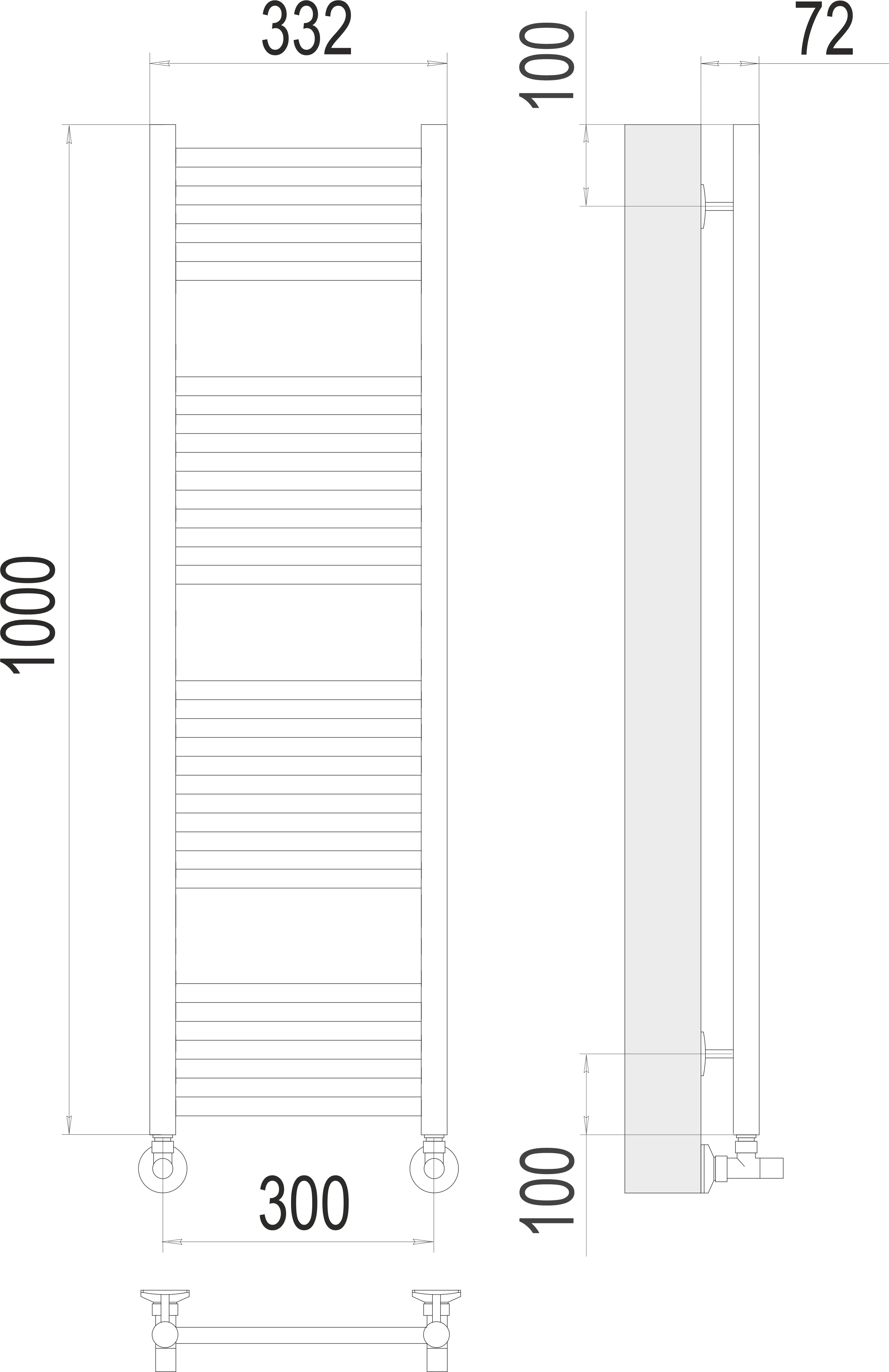 Полотенцесушитель Аврора П20 300х1000