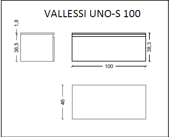 Ящик под столешницу 100см WHITE глянец VALLESSI UNO-S
