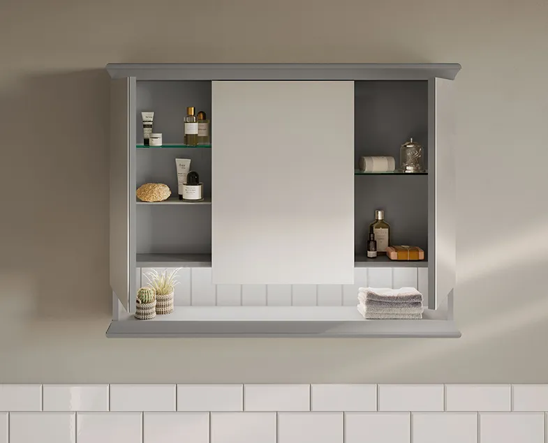 62232 Valarte Зеркало-шкаф 80 см с LED подсветкой цвет серый матовый VITRA