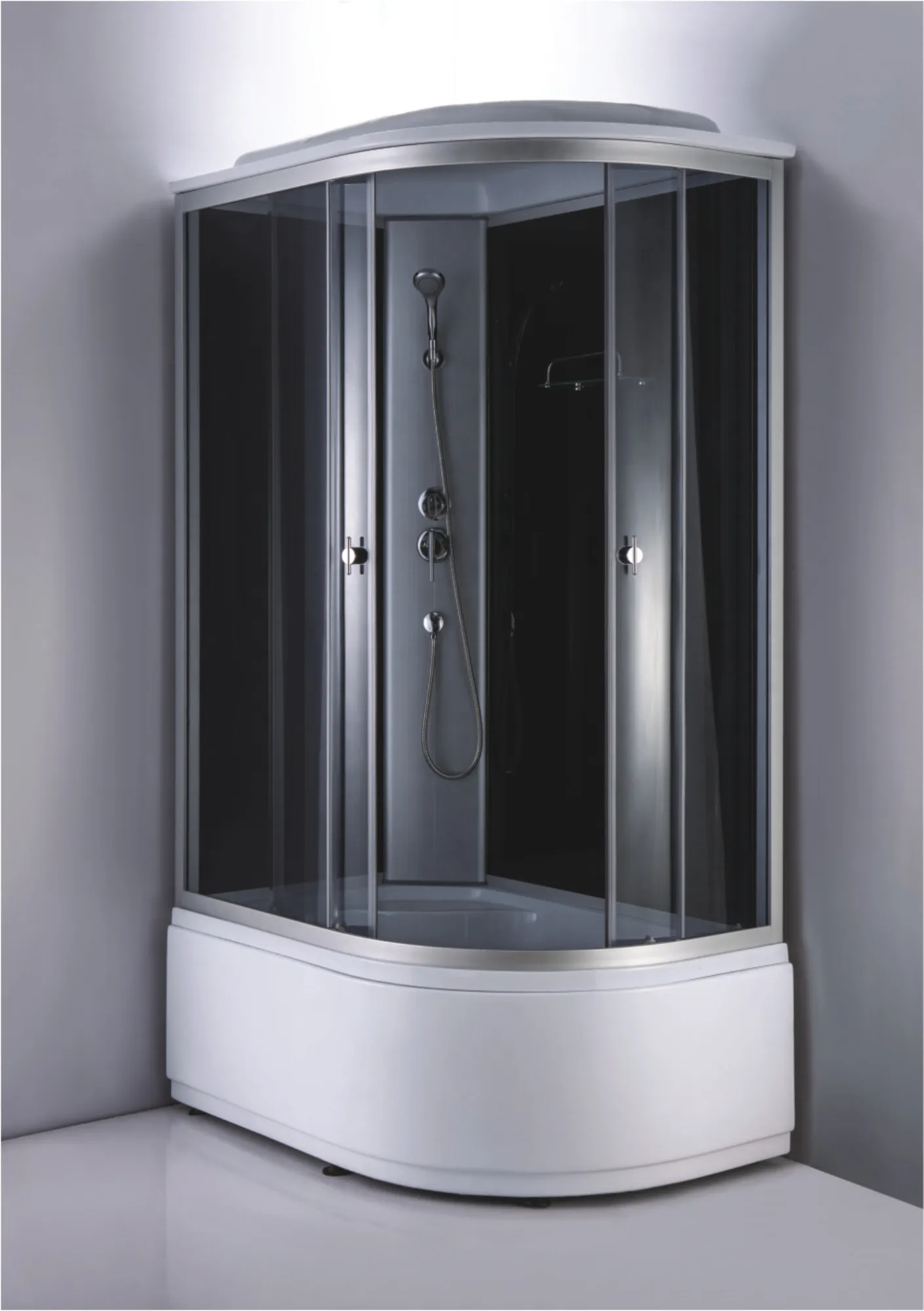 Душевая кабина Loranto 1180x780x2150 левосторонняя, черное заднее стекло, поддон 40 см, тонированное стекло 4 мм, профиль хром матовый () CS-886EATM/B-120