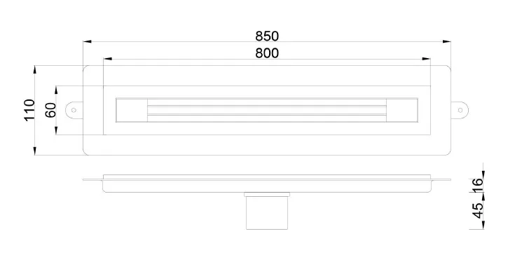 Душевой лоток B&T INFINITY 80см, нерж.сталь BRUSHED BRONZE