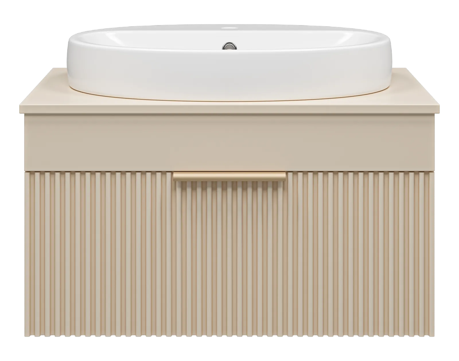 ENFIDA - 70 Тумба подвесная бежевая мат. эмаль 1 ящ. + раковина