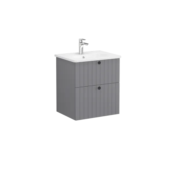 69417 Root Groove Тумба 60 см раковиной 2 ящика матовый серый VITRA