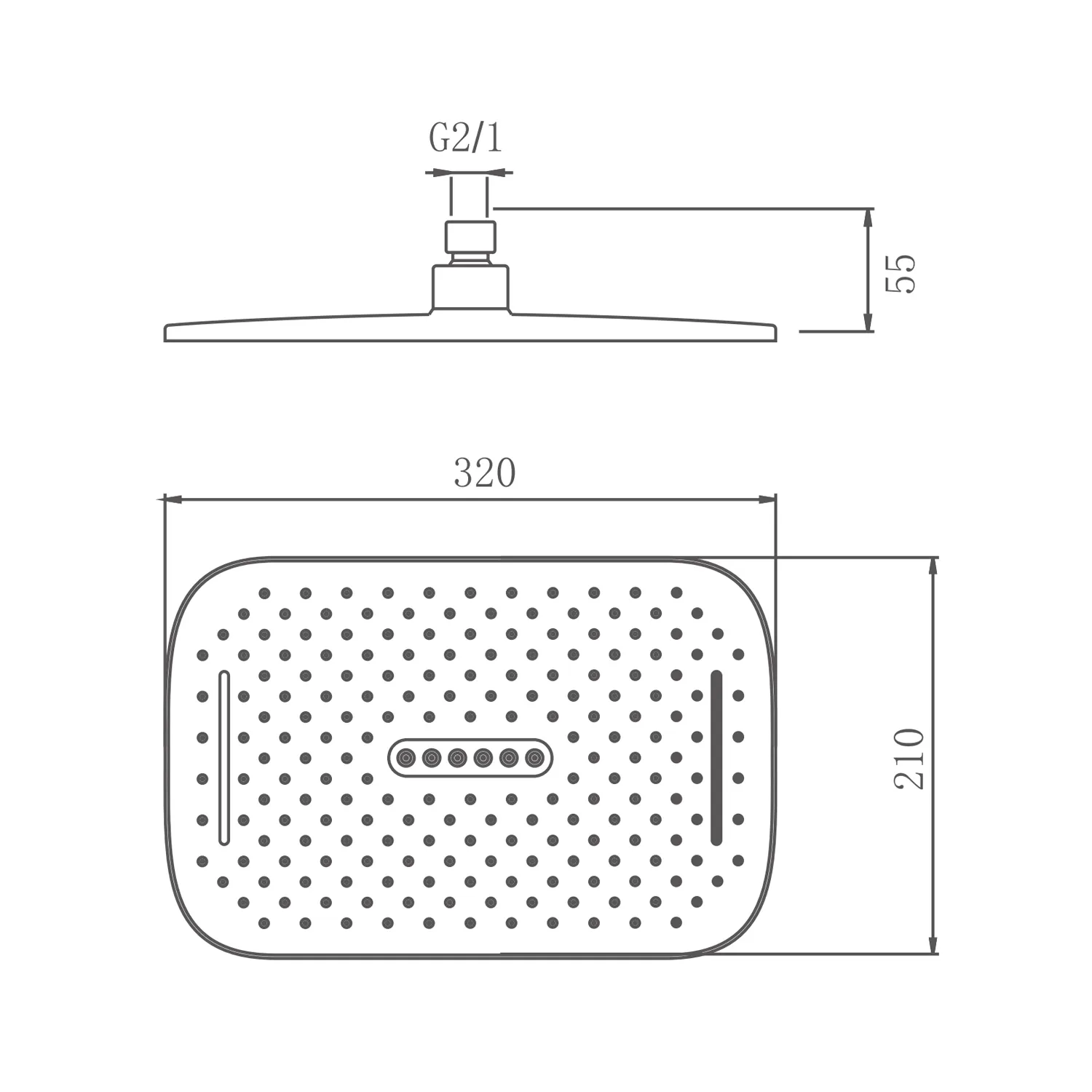 Лейка верхняя для душа Splenka S451.53 прямоугольная 320*210мм пластик/силикон, хром 