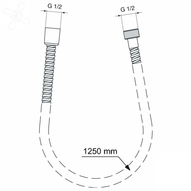 METALFLEX Металлический шланг для душа 1250 мм, подсоединение G1/2", устойчивость к давлению BF125AA