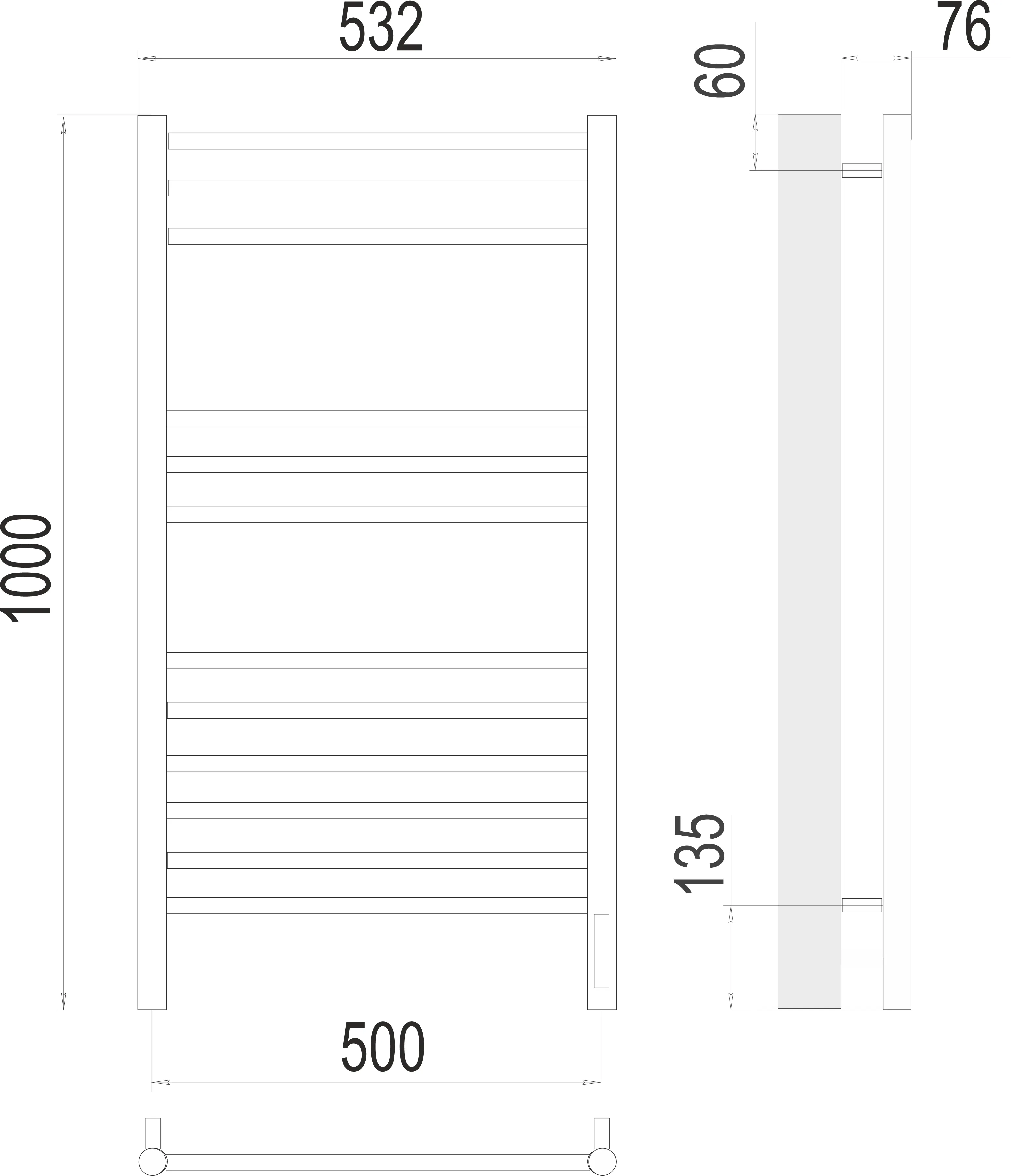 Полотенцесушитель TERMINUS Аврора П12 500х1000