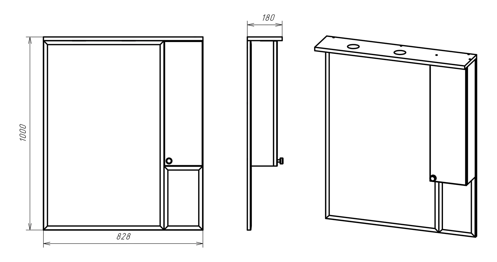Зеркало-шкаф Латте - 85 прав. белая эмаль