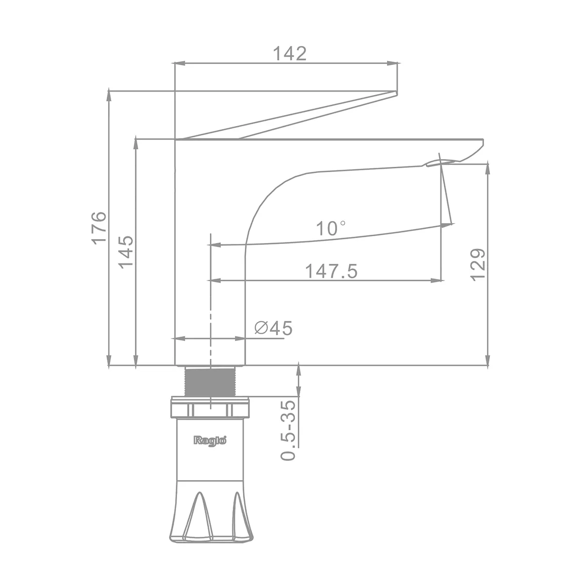 Смеситель Raglo На раковину монолитный, матовая медь R07.10.33