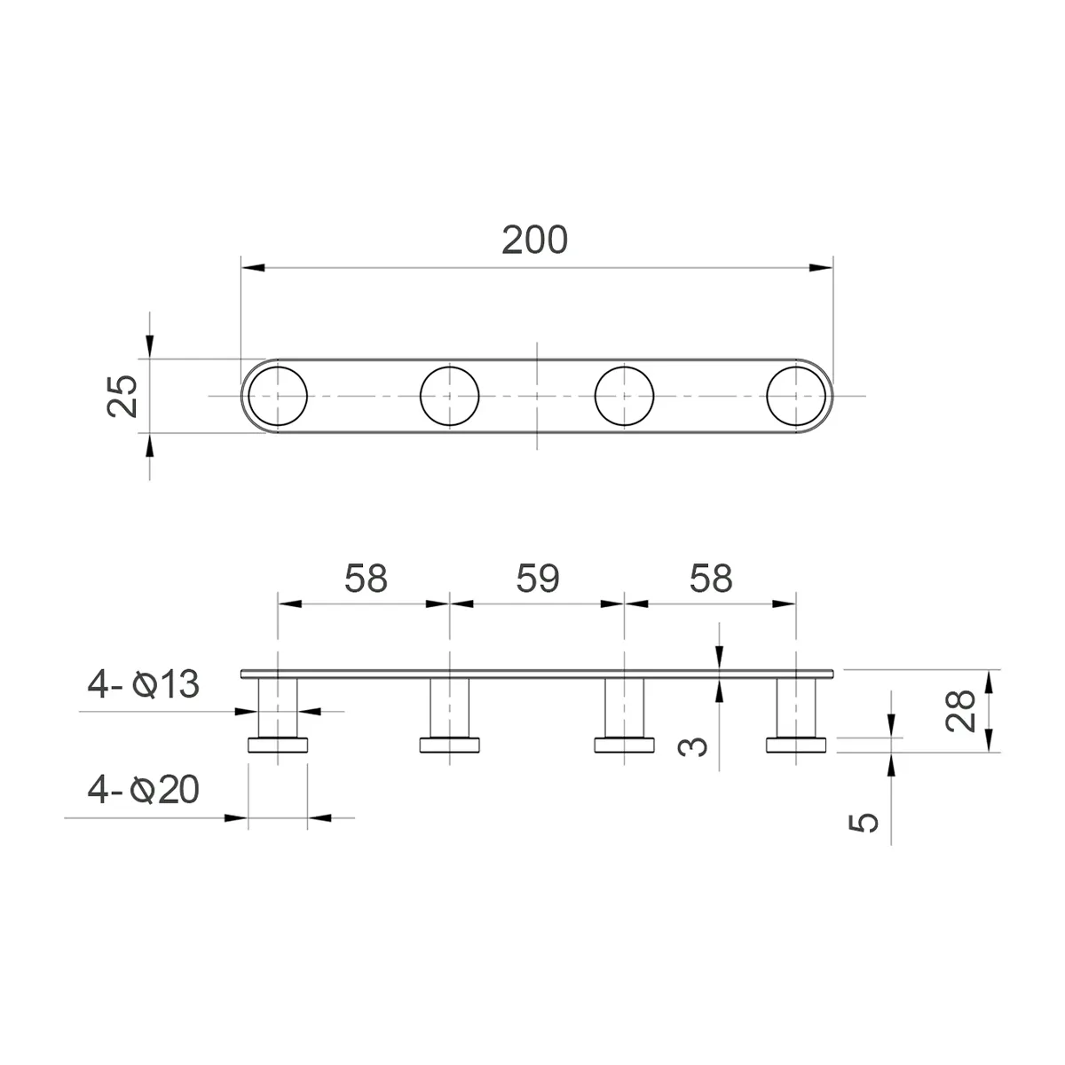 Крючок для полотенец Raglo R300.054.06 четверной,черный