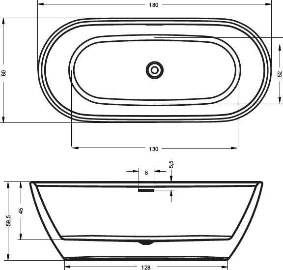 Акриловая ванна RIHO INSPIRE 180x80, B085001005