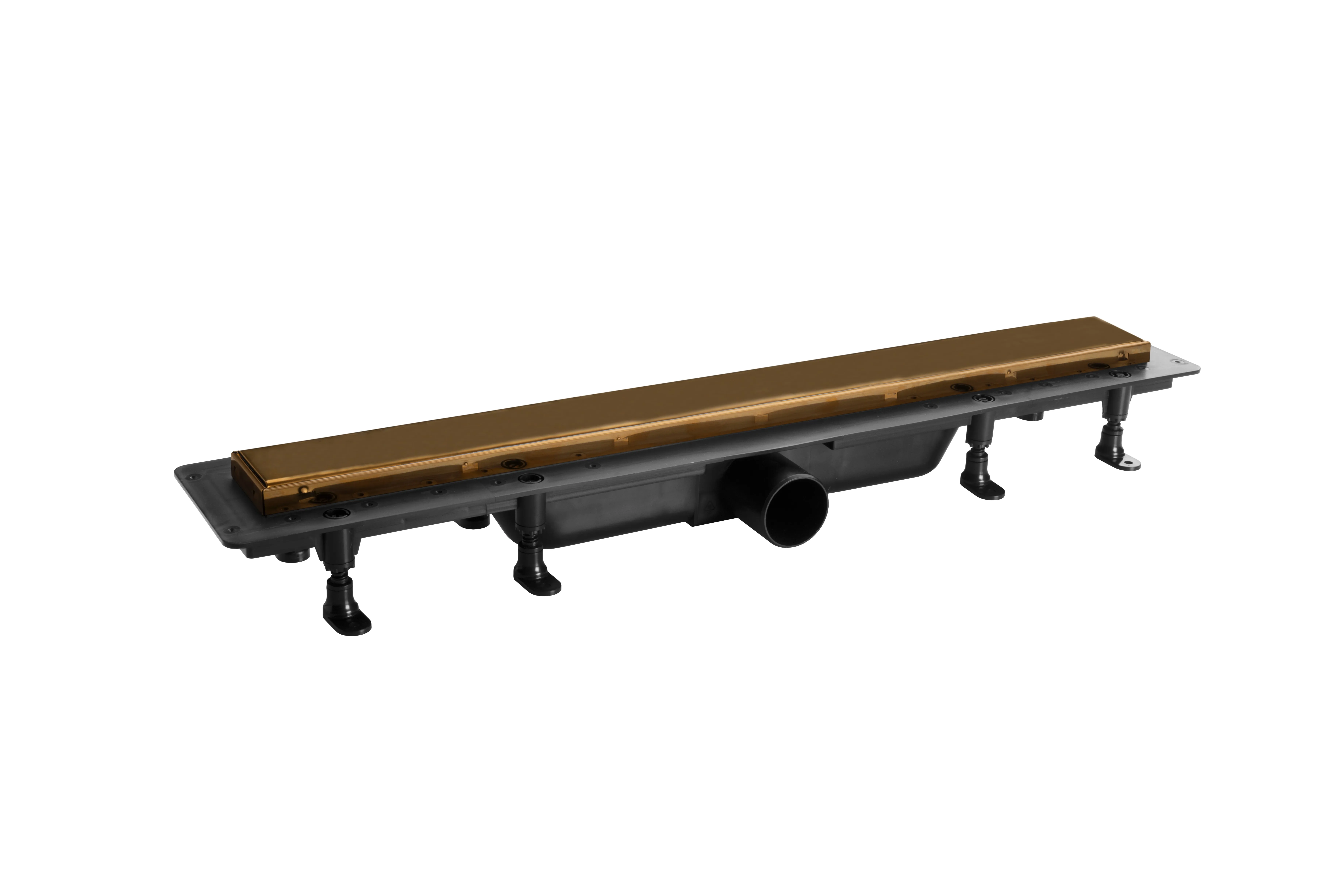 Душевой лоток комбинированный пластиковый с металической рамкой и решеткой 2 in 1, матовое золото, L=650 мм