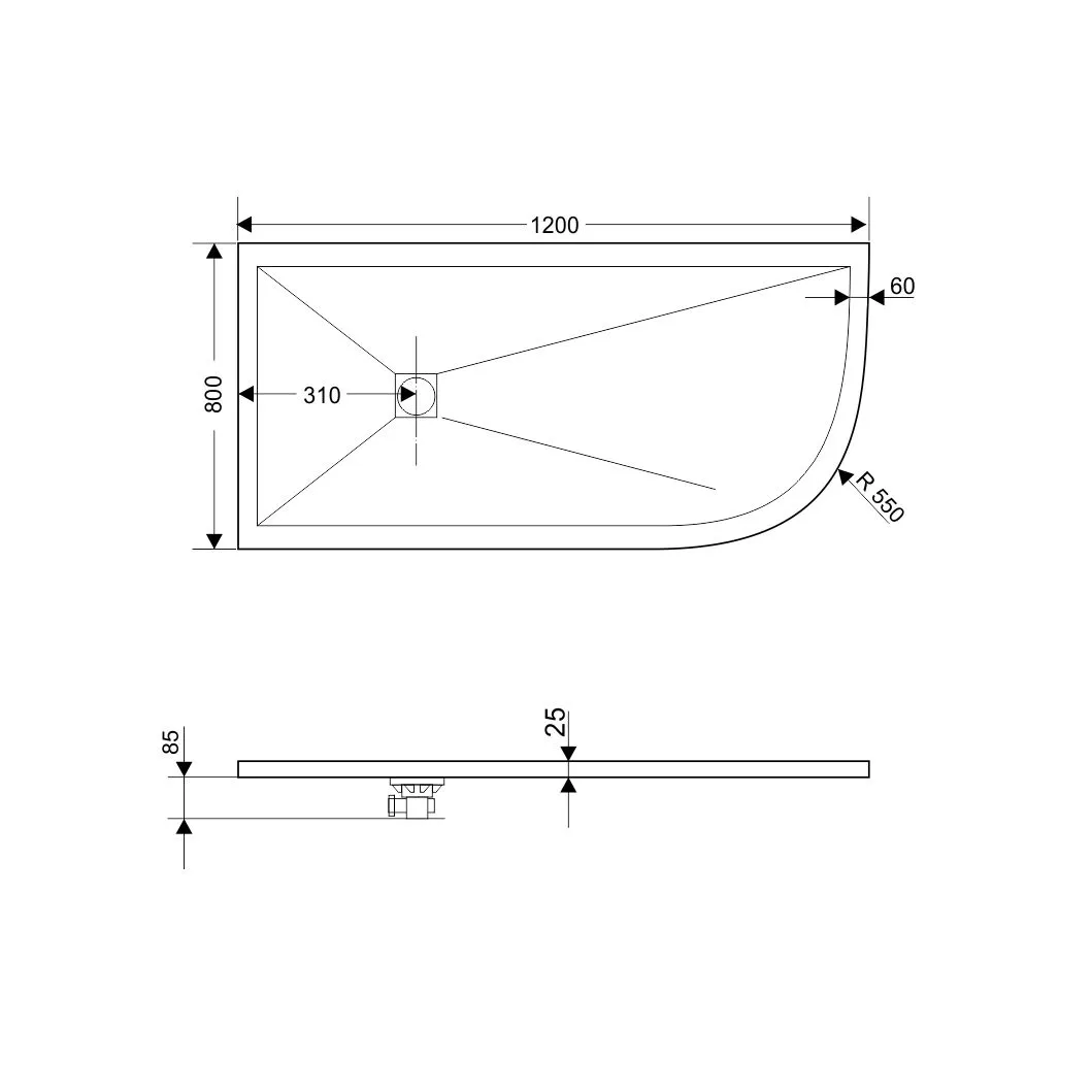 Душевой поддон асимметричный RGW ST/AL-G Графит