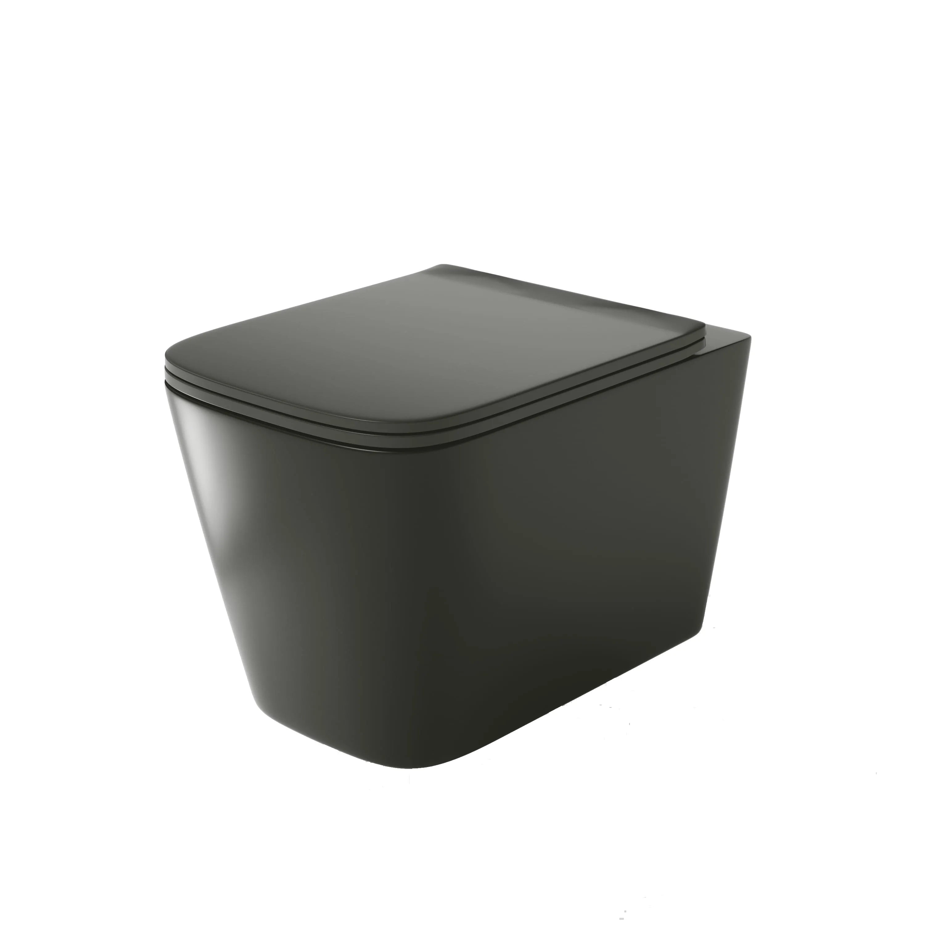 Унитаз подвесной Grossman (520х360х370) безободковый,черный матовый с тонкой крышкой GR-4441BMS