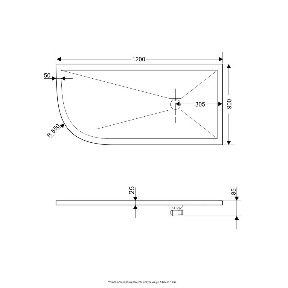 Душевой поддон асимметричный RGW ST/AR-G Графит