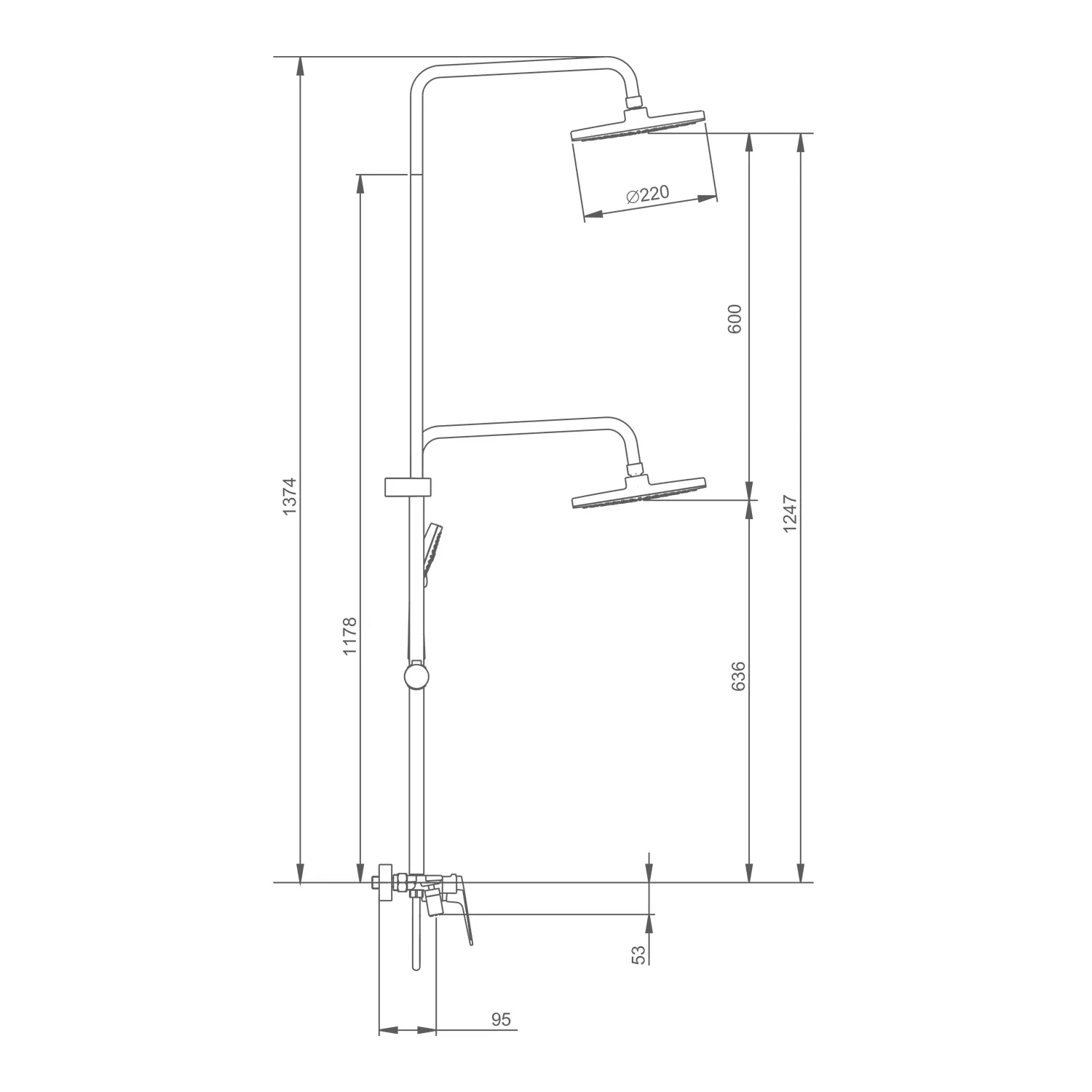 Душевая система Splenka S53.24.09 для ванны и душа  наполнитель, графит