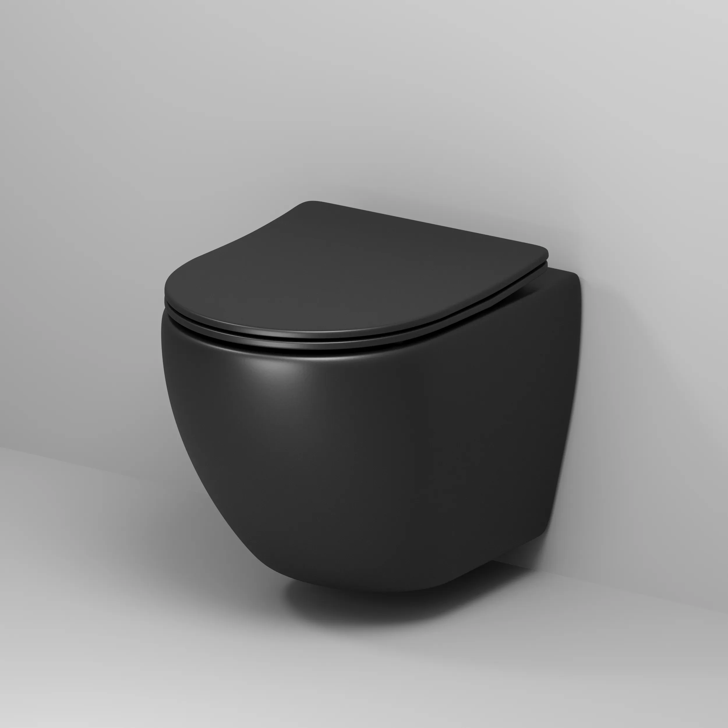 Унитаз подвесной Grossman Color (490х370х360) безободковый,черный матовый GR-4455BMS