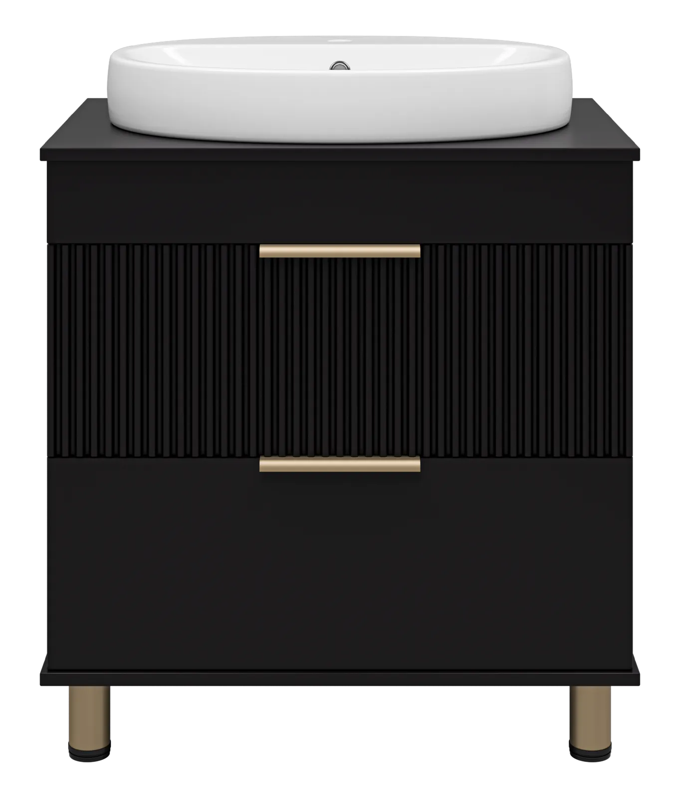 ENFIDA - 70 Тумба напольная 2 ящ. черная мат. эмаль + раковина