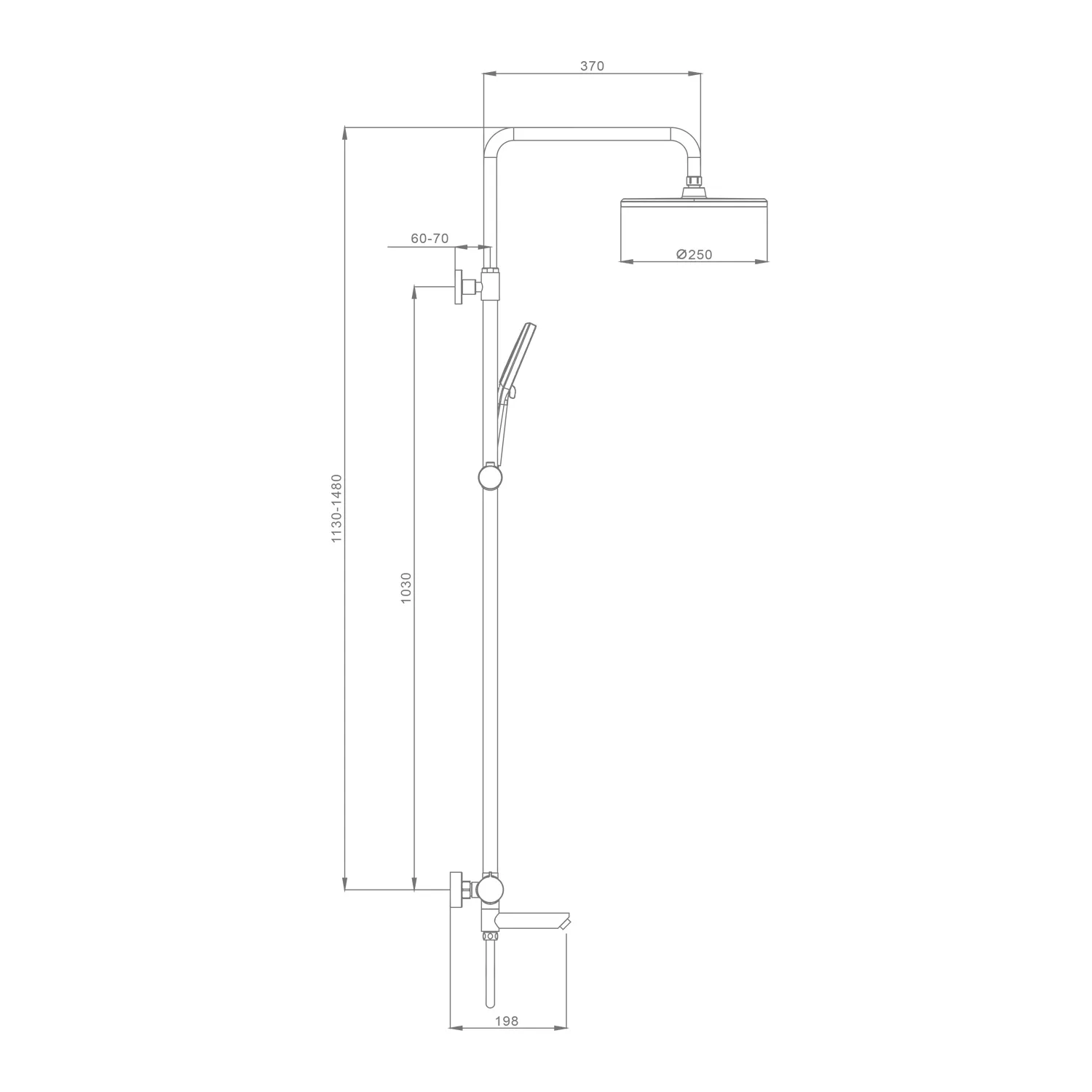 Душевая система Splenka S223.24.05 для ванны и душа  поворотный излив 15 см, сатин