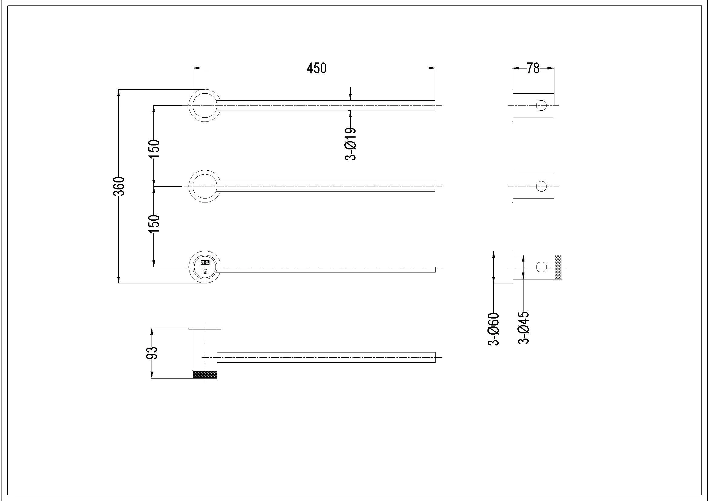 Полотенцесушитель STICK базовый элемент NICKEL BRUSH