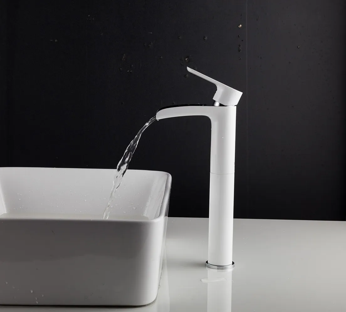 Смеситель для раковины высокий белый/хром GAPPO G1048-31