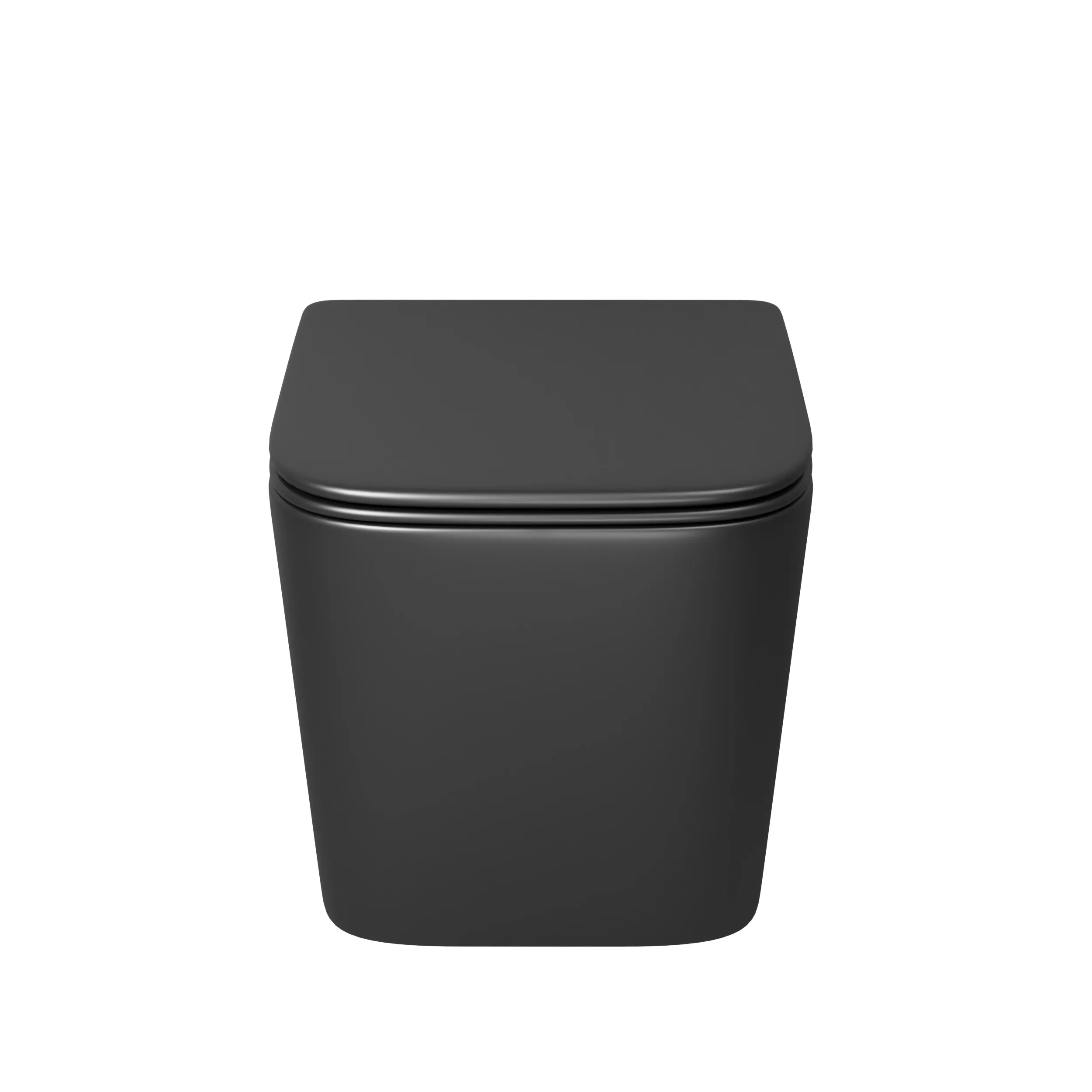 Унитаз подвесной Grossman (520х373х365) безободковый,черный матовый с тонкой крышкой GR-4404BMSQ