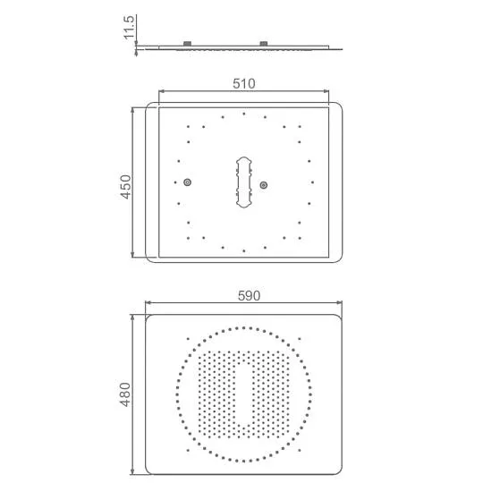 Потолочный тропический душ 590*480мм(нерж) 2-режима RAGLO R452.03.03