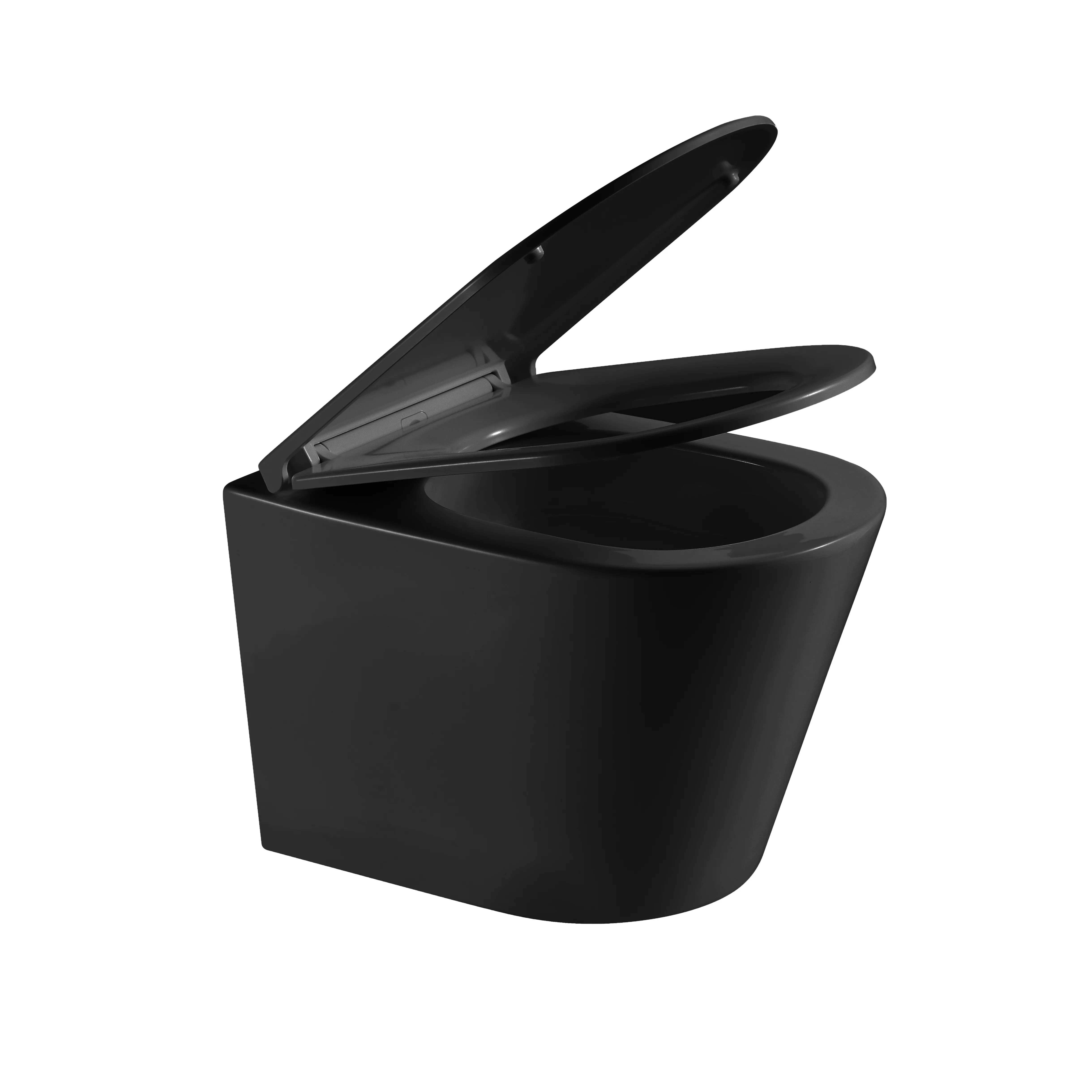 Унитаз подвесной Grossman (515х355х365) безободковый,черный матовый с тонкой крышкой GR-4478BMSQ