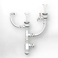 Сифон двойной GRAND 31/2 с круглым переливом и отводом ЭКОНОМ к мойке 8201 (С.Н. 391-11-22)