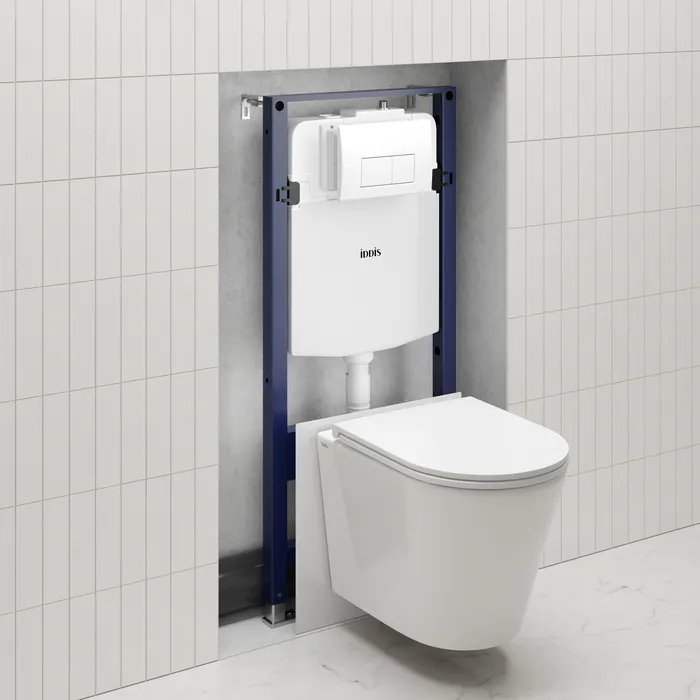 Комплект 3в1: подвесной унитаз, инсталляция и белая клавиша смыва, Calipso Q, IDDIS, CAQPO1GWi73