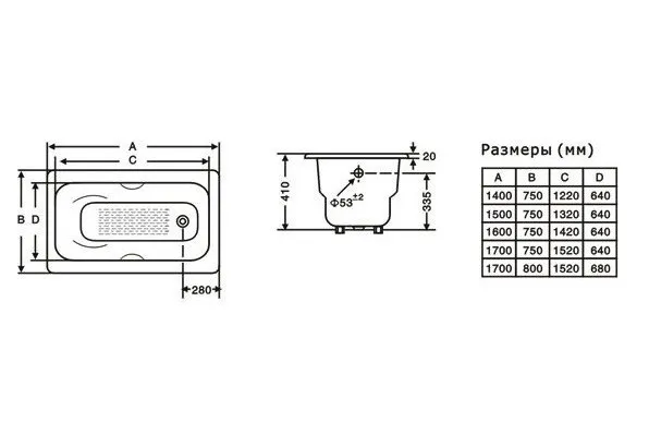 Ванна Чугунная Goldman Donni 150х75х42, с ножками и ручками