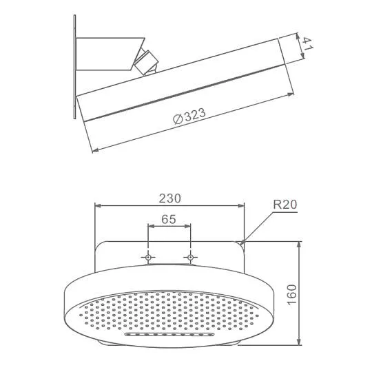 Тропический душ 323мм(нерж) 2-режима RAGLO R452.02