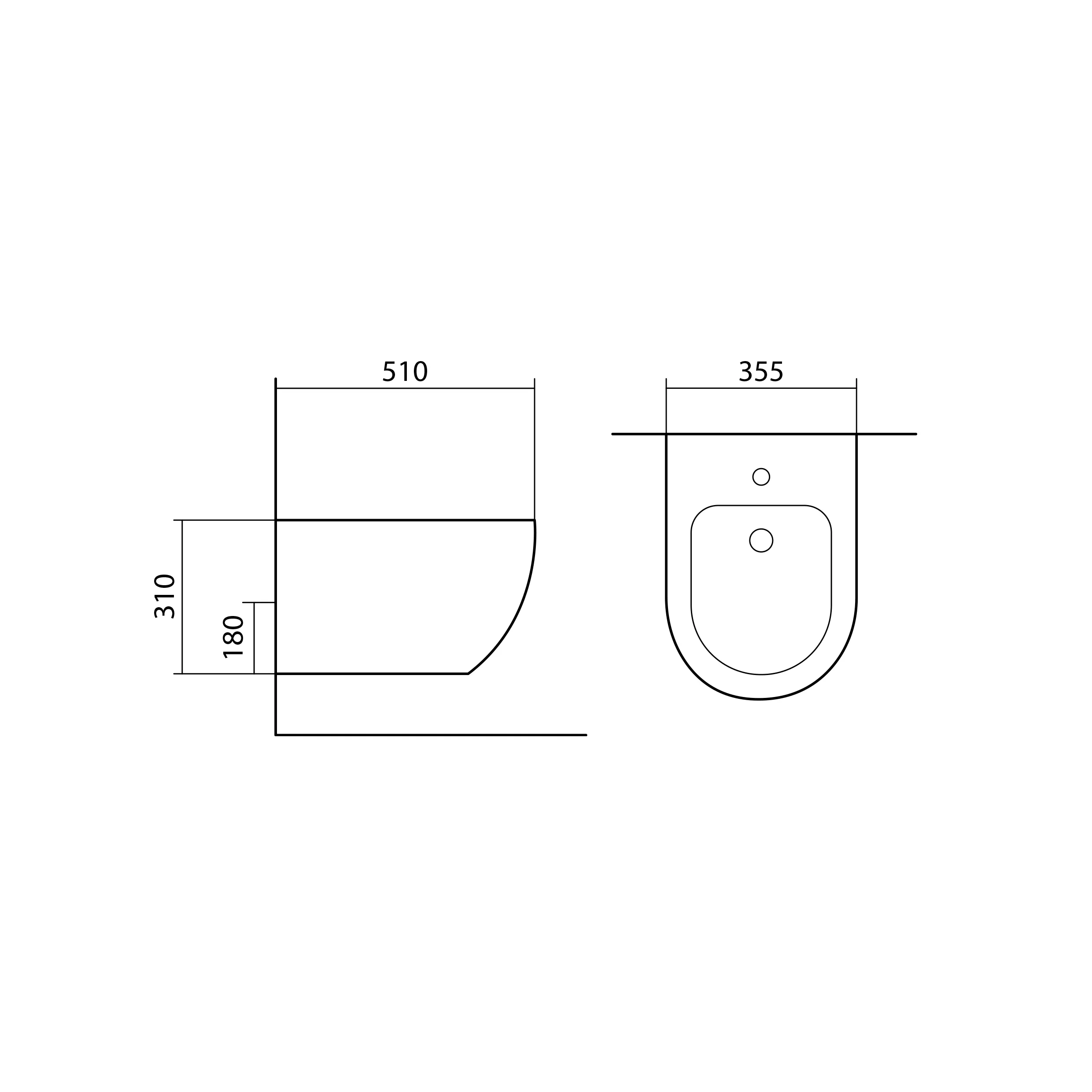 Биде подвесное ЕВРОПА 510*355*311, цвет черный матовый AQ1016-MB