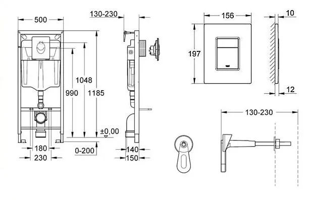 Система инсталляции для унитаза GROHE Rapid SL, с панелью смыва Skate Cosmopolitan, хром () 38772001