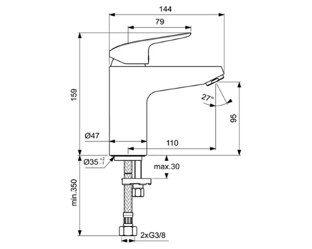CERAFLEX Grande Смеситель для умывальника, система монтажа EASY-FIX (облегченный монтаж), ли B1714AA CERAFLEX Grande Смеситель для умывальника, система монтажа EASY-FIX (облегченный монтаж), ли B1714AA