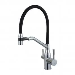 Смеситель для кухни с фильтром для питьевой воды хром/черный FRAP F4397