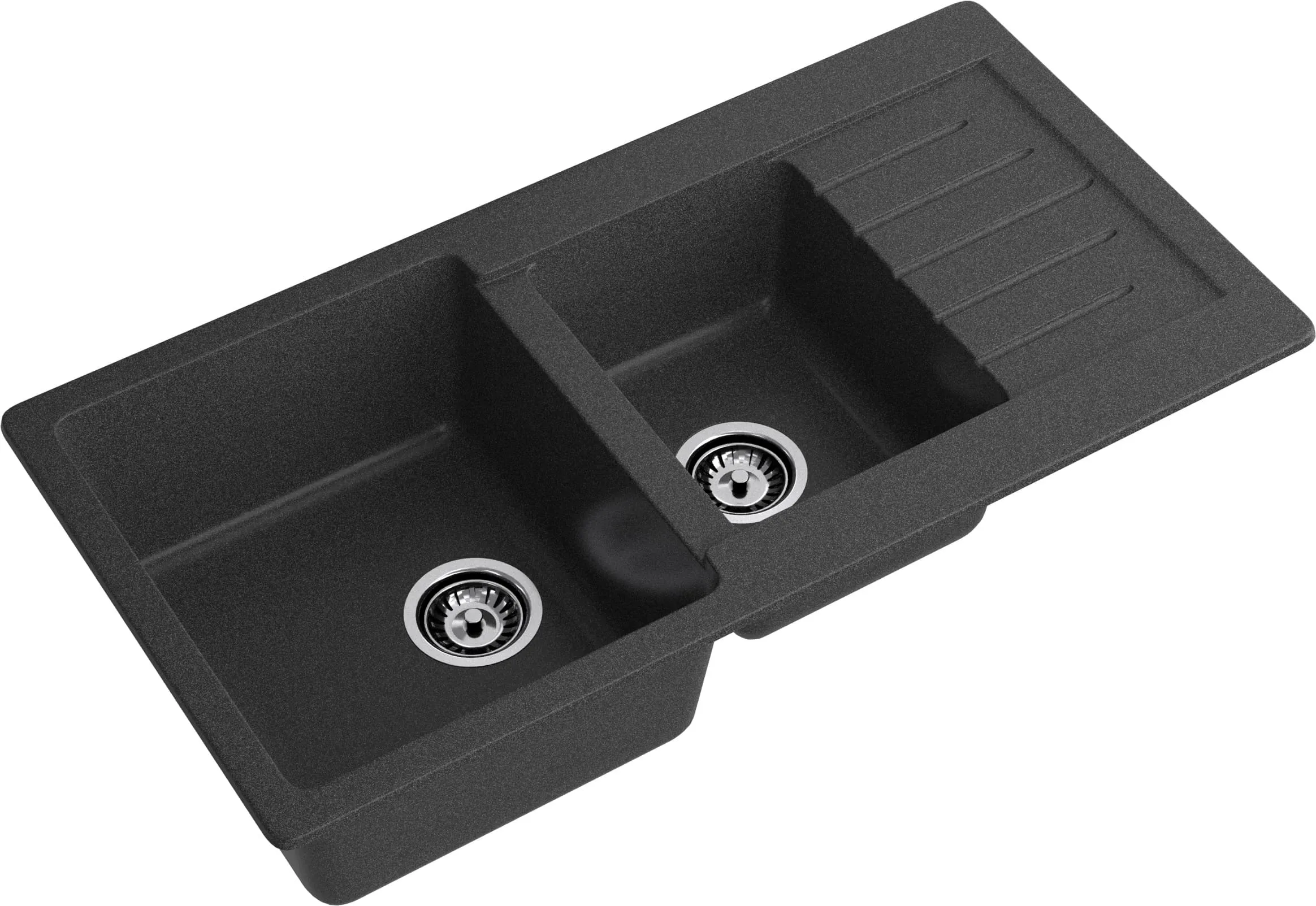 GRANFEST Мойка композит PRACTIK GF-P--980KL  2 чаши с  крылом 980*510 мм графит арт.GF-