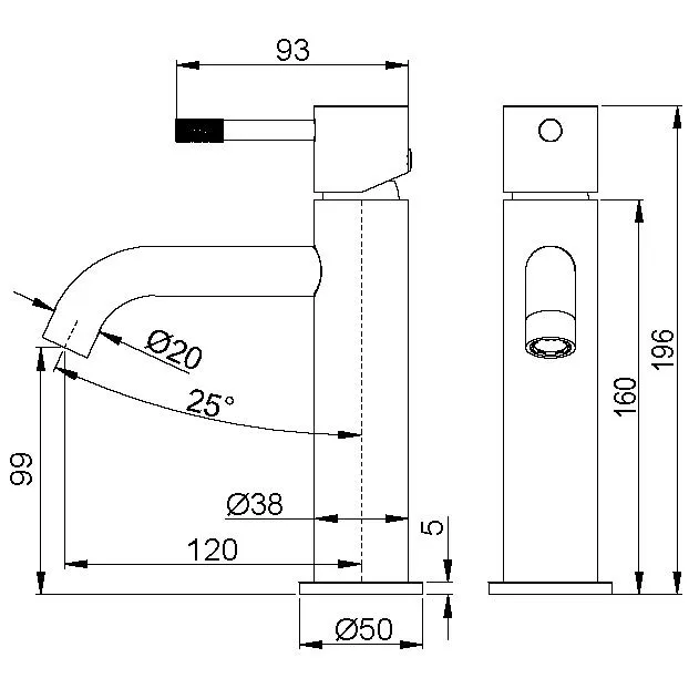 Смеситель для умывальника, Uno. Black