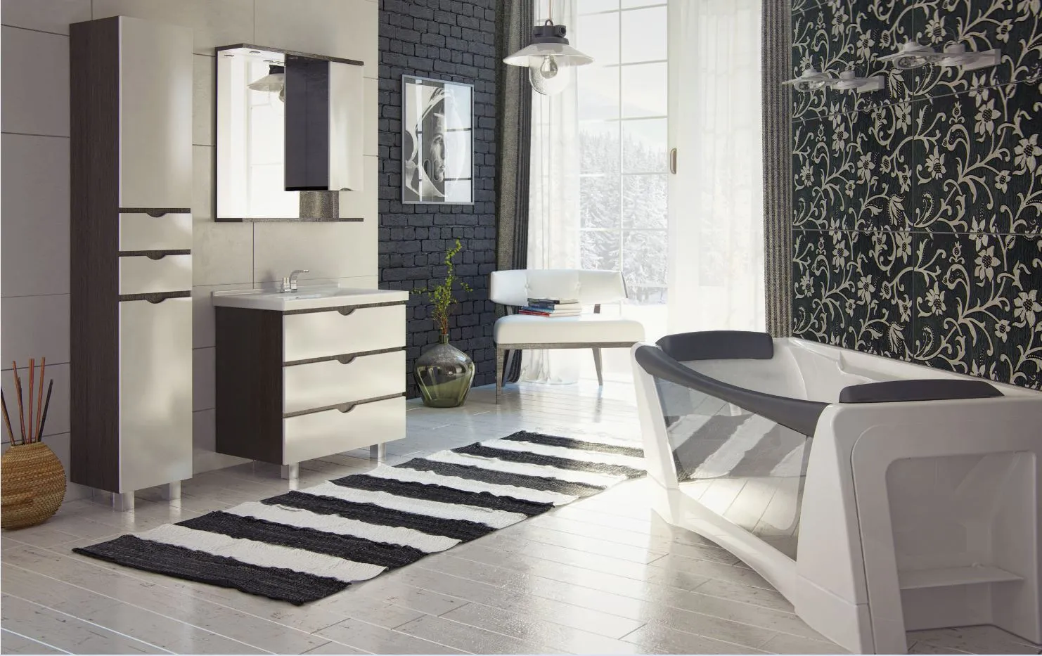 Ванна акриловая Aima Design DOLCE VITA 180х80 Прямоугольная белая со стеклом 01дов1880