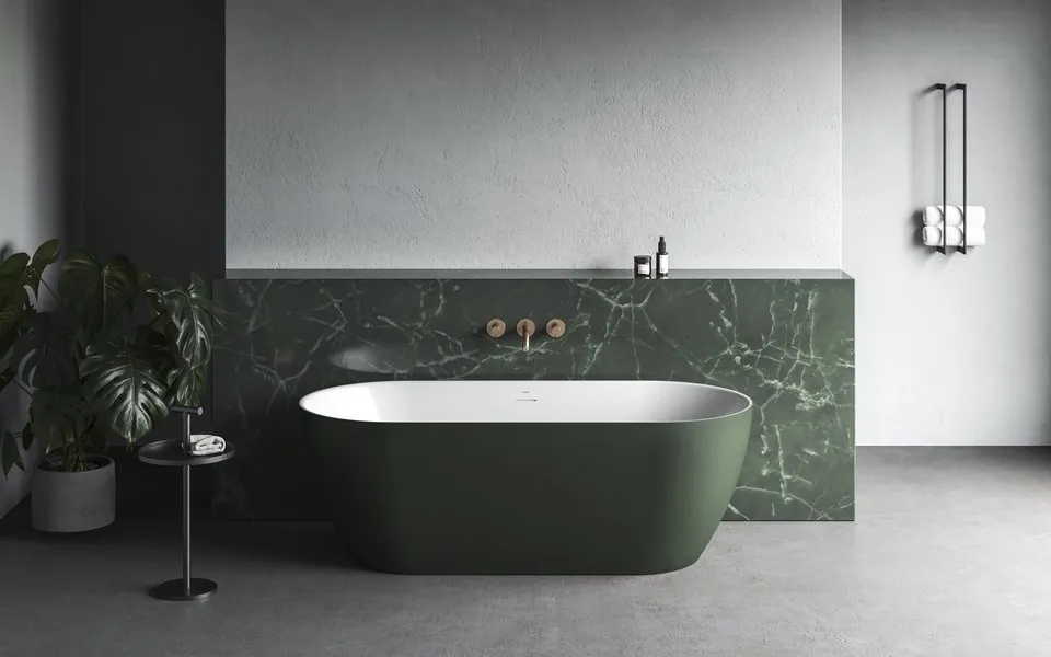 Ванна FREEDOM O TEC отдельностоящая 1700 х 770 СЕРО-ЗЕЛЕНАЯ (слив-перелив - БЕЛЫЙ)