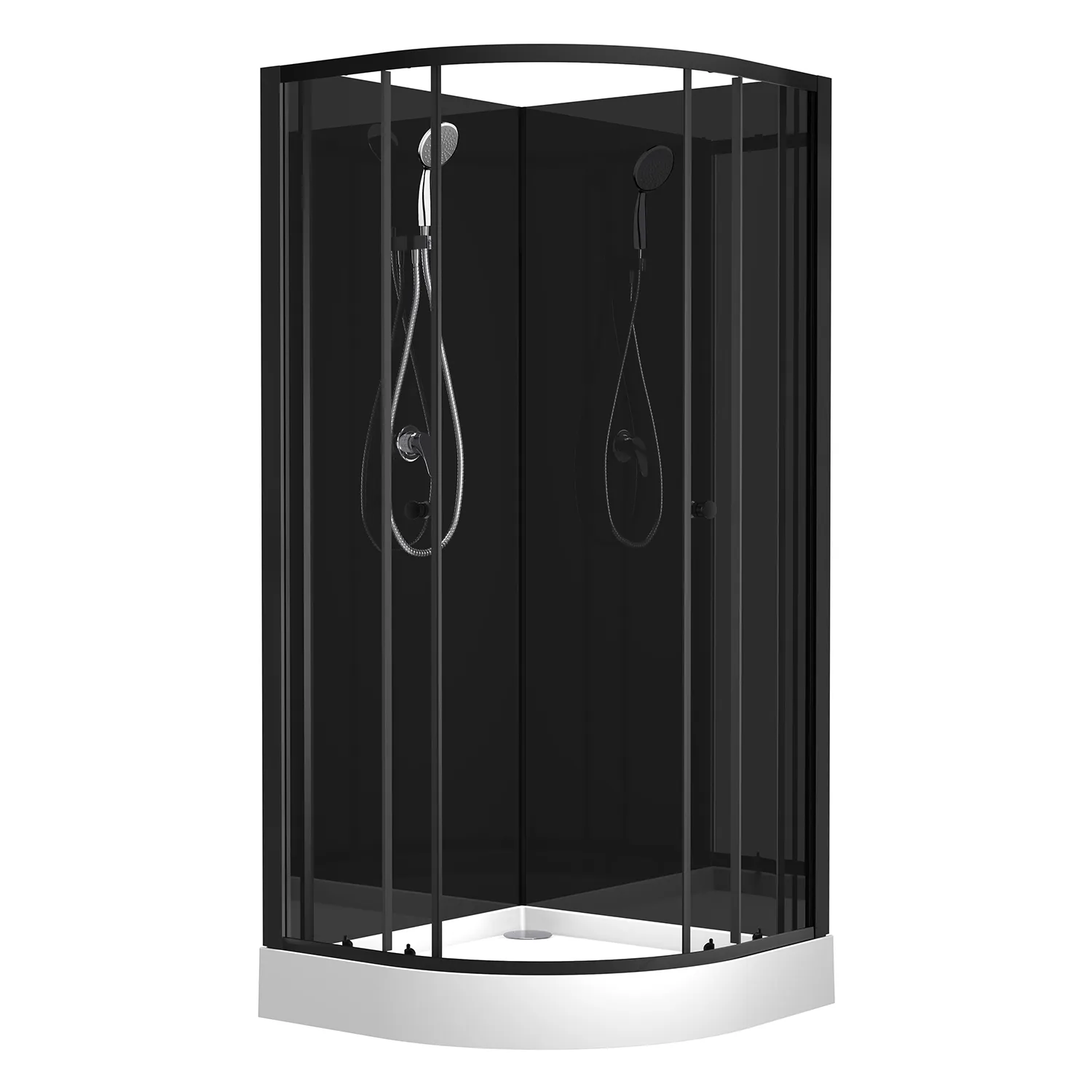 Душевая кабина Loranto NEO 90x90x(190+15) c низким поддоном 15см, прозрачное закаленное стекло 5 мм, задние стеклянные стенки черные, профиль черный-матовый (CS-21800BP)