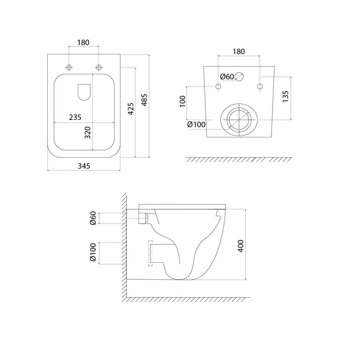 Комплект 3в1: подвесной унитаз, инсталляция и клавиша смыва хром, Basic, IDDIS, BASTQ01i73