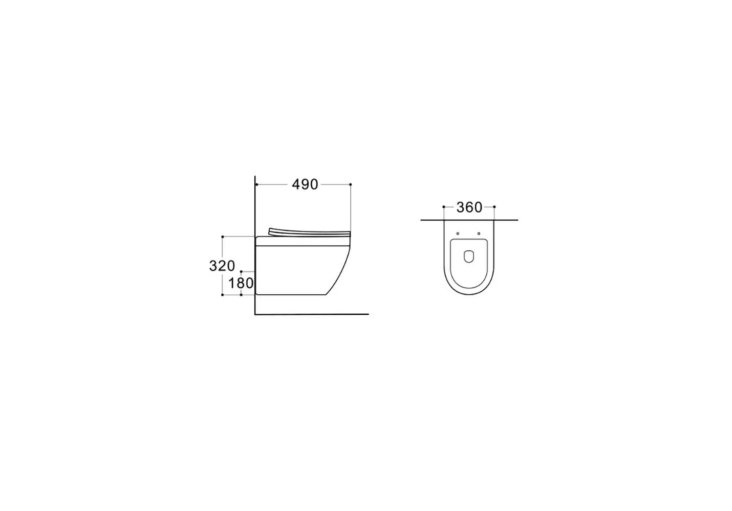 Унитаз подвесной  ЛЕЯ TORNADO 490*360*320мм, тонкое сиденье с механизмом плавного закрыван