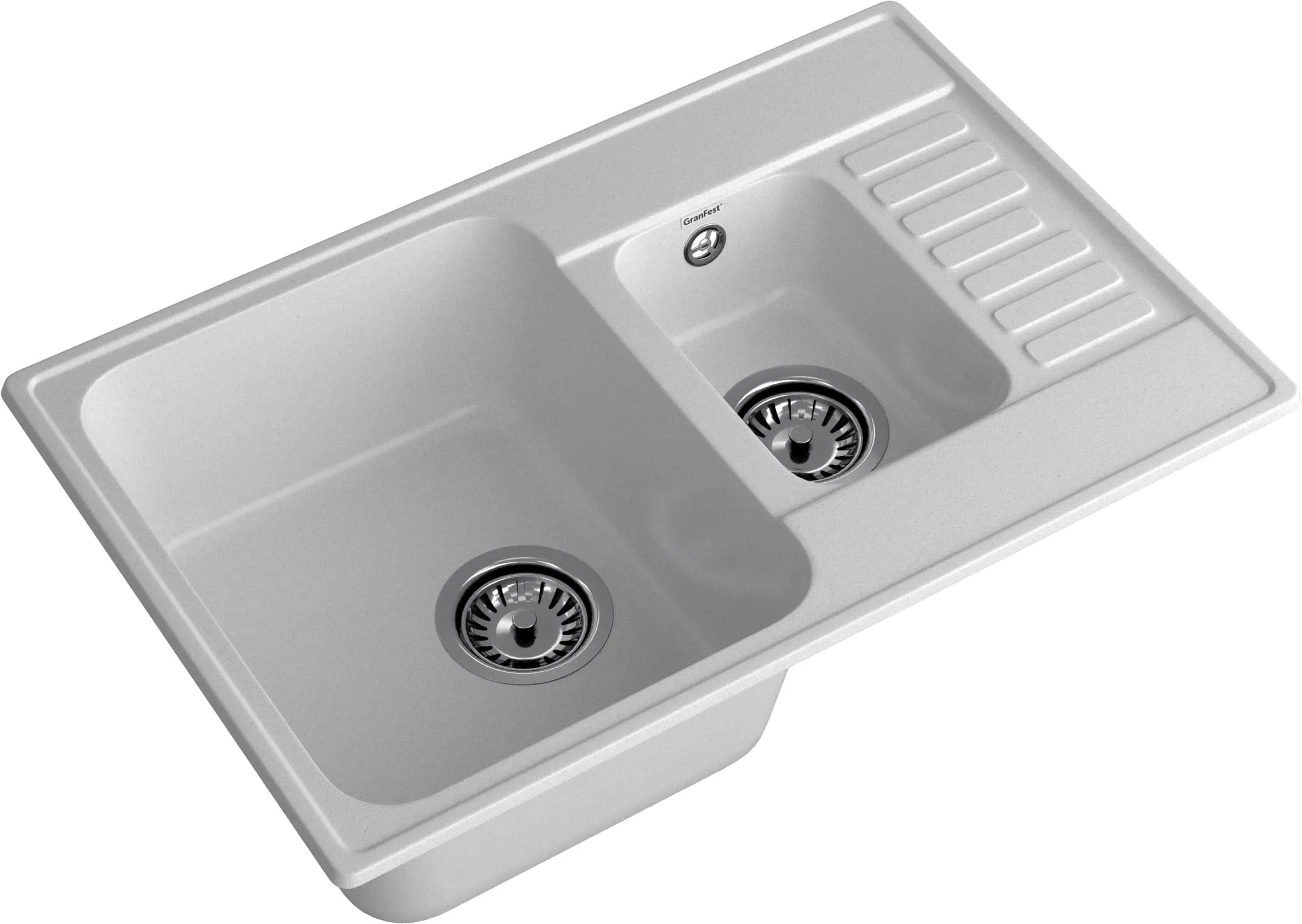 GranFest QUARZ (ECO-21К) Мойка 1.5-чаш+кр. 740*480 (серый)