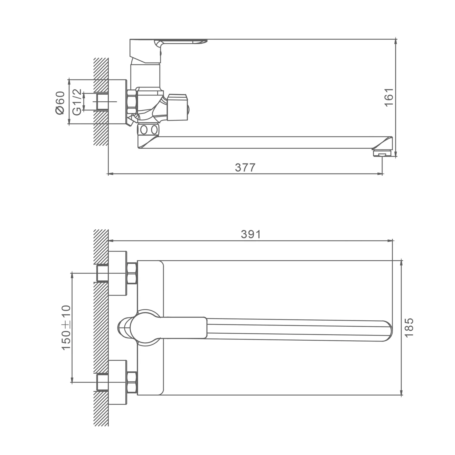 Смеситель Splenka для ванны и душа универсальный поворотный излив 35 см, хром S06.22