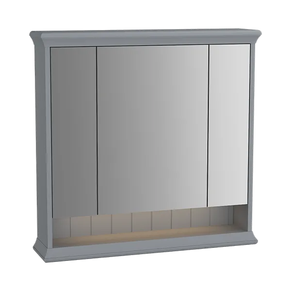 62232 Valarte Зеркало-шкаф 80 см с LED подсветкой цвет серый матовый VITRA