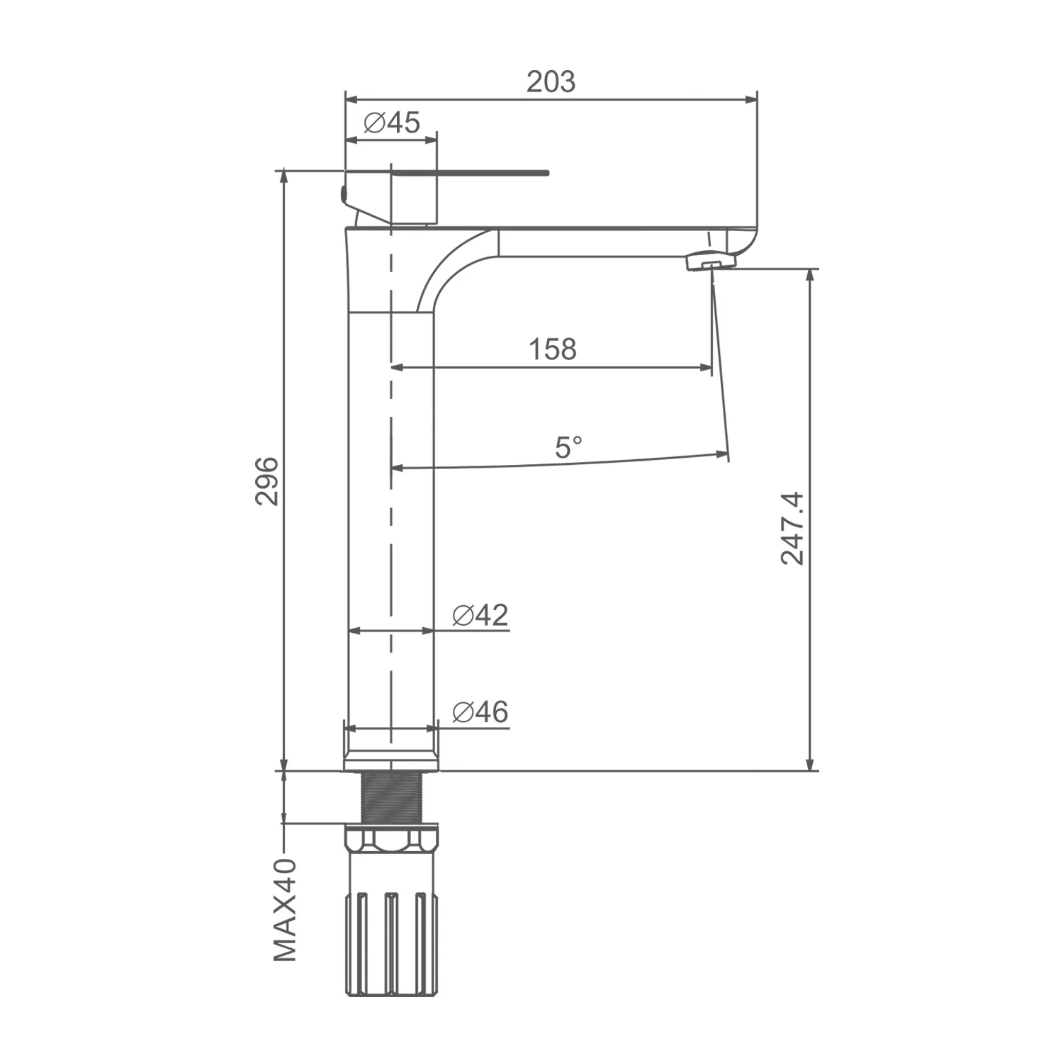Смеситель Prohanss На раковину высокий монолитный, золотой сатин P35.15.03
