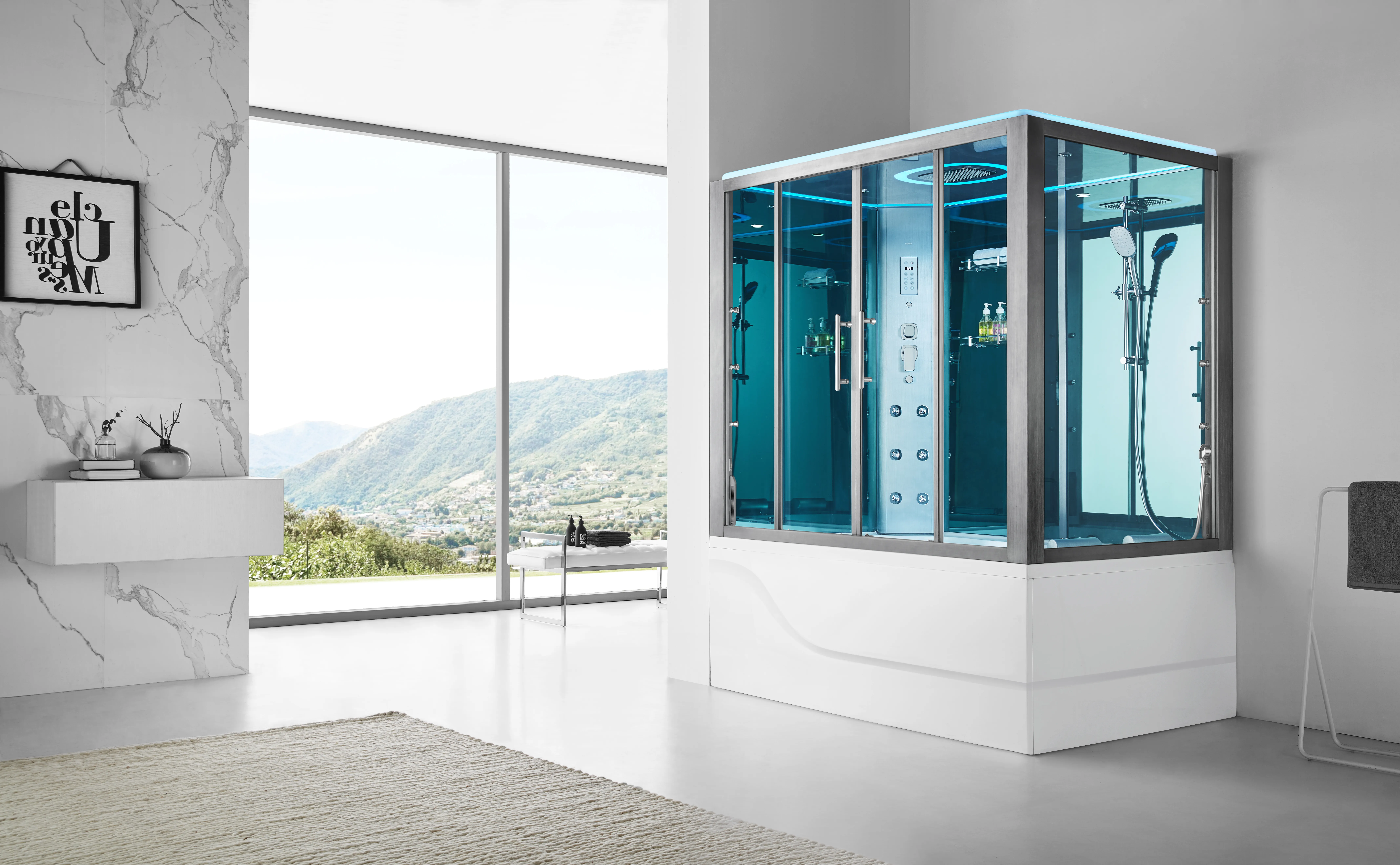 Душ.каб. SSWW (1700х1200х2200) С ПАРОМ и гидромассажной ванной (69 см), 3 места BU616L