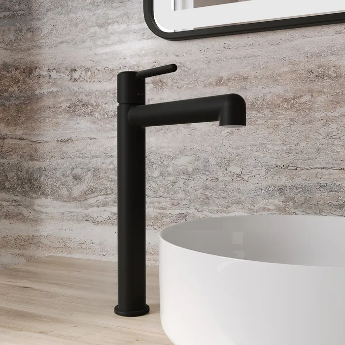 Cмеситель для настольного умывальника, черный матовый, Aiger, IDDIS, AIGBL01i01