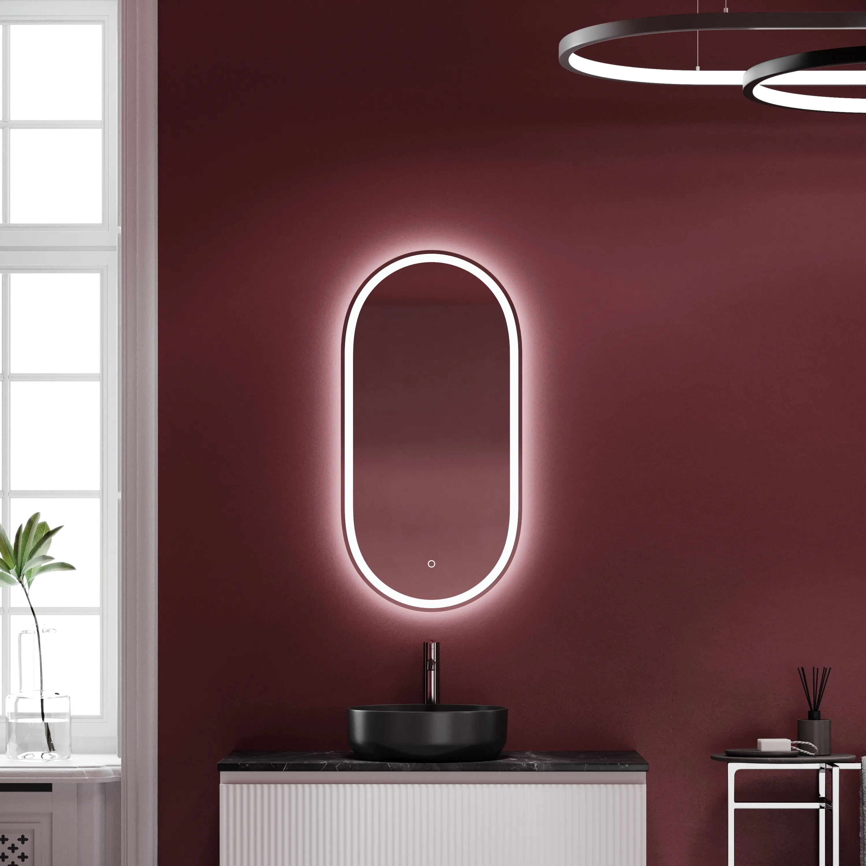 Зеркало Sancos Овал / Oval OV45F 45x90 светодиодная подсветка 